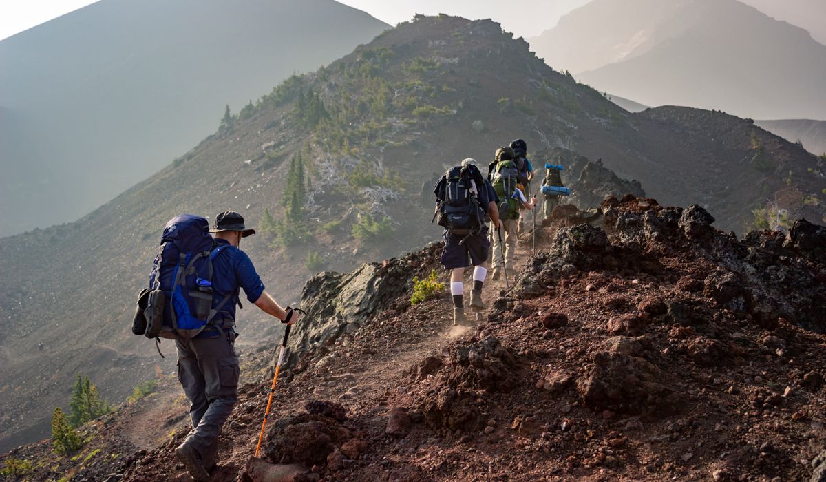 Hiker on mountain trail